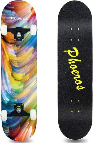 PHOEROS Complete Skateboards- Standard Skateboards for Beginners Kids Boys Girls Teenager- 31''x 10''Canadian Maple Cruiser Pro Skate Board, Skateboards in Kuwait