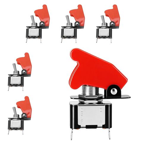DC 12V 20A,SPST,Toggle Switch,Switch with Red Safety Cover 2Pin Pin Pin Swingarm Switch for Car Racing Yacht, RV, Motorcycle, Industrial Panel Mount -6 Pack in Saudi Arabia