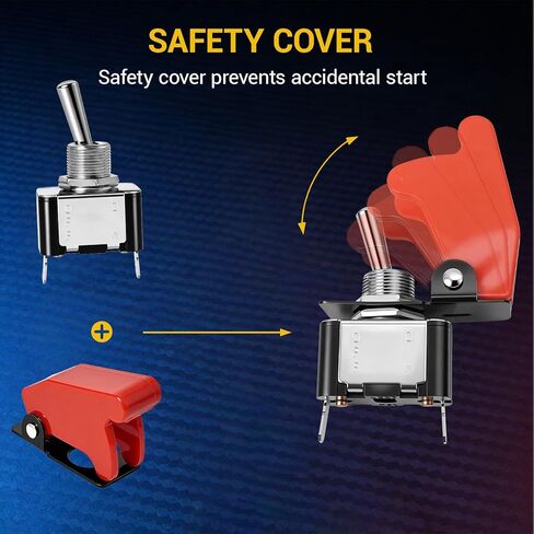 DC 12V 20A,SPST,Toggle Switch,Switch with Red Safety Cover 2Pin Pin Pin Swingarm Switch for Car Racing Yacht, RV, Motorcycle, Industrial Panel Mount -6 Pack in Saudi Arabia