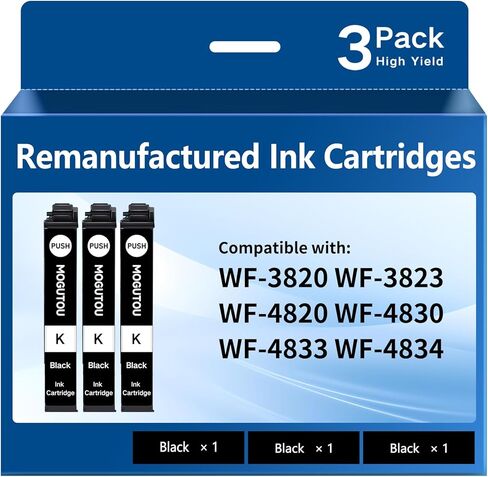 Remanufactured for 822XL Replacement for Epson 822XL Ink Cartridges Combo Pack for Epson Workforce Pro WF-3820 WF-3823 WF-4820 WF-4830 WF-4833 WF-4834 Printer (2 Black 1 Cyan 1 Magenta 1 Yellow) in Saudi Arabia