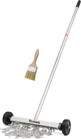 Toolwiz Magnetic Pick Up Sweeper 17-inch Heavy Duty Magnet Pickup Lawn Sweeper Roofing Tools, 8.8 Lbs Yard Magnet with Telescoping Holder and Wheels to Pick Up Nails Magnetic Sweeper for Construction in Saudi Arabia