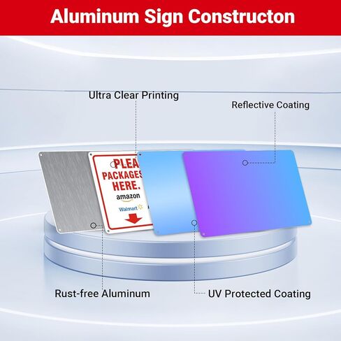 (2 Pack) Please Leave Packages and Deliveries Here Sign, 12"x8" Delivery Sign, Rust Free Reflective Aluminum Delivery Instructions Sign, Fade/Weather Resistant, UV Protected, Easy to Install in Saudi Arabia
