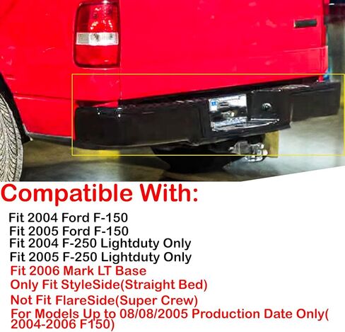 مجموعة المصد الخلفي من الفولاذ لـ 2004 2005 Ford F150 بدون فتحات مستشعر بارك استبدال المصد الخلفي من الكروم لFO1103125، مع أقواس الوسادات وأضواء لوحة الترخيص in Kuwait