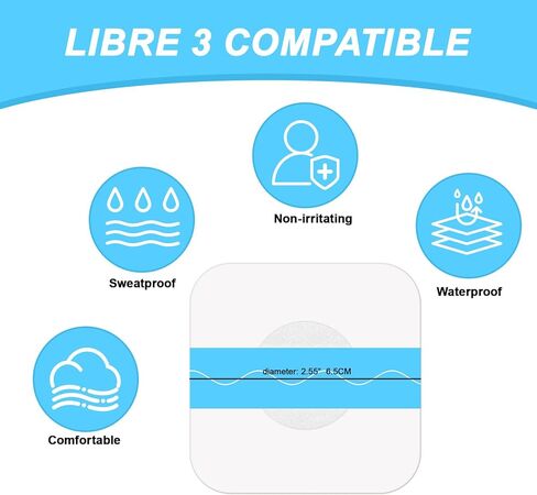 ملصق مقاوم للماء لـ Freestyle Libre 3، 20 قطعة من الرقع اللاصقة الحرة، لا يوجد غراء في المنتصف، أغطية مستشعر CGM شفافة مسبقة القطع مع لاصق قوي، حماية مستمرة لمدة 14 يومًا in Kuwait