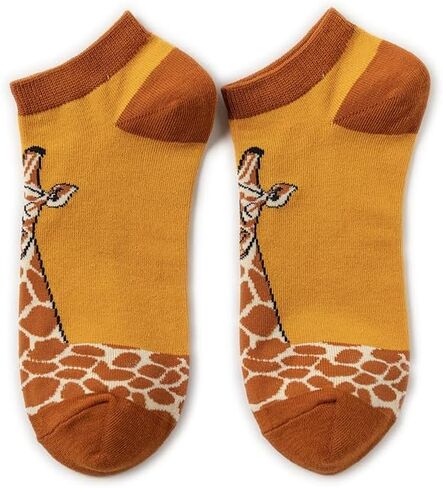 Unisex No-Show Socks, Cute Giraffe Pattern with Stylish Design for Daily Outfits in Saudi Arabia