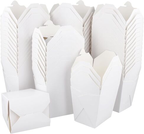 JAPCHET 50 Pack 32 Oz Chinese Take Out Boxes, Paper To Go Containers, Paper Food Box Container for Leftovers, Meal Prep, Restaurants Packaging, White in Saudi Arabia