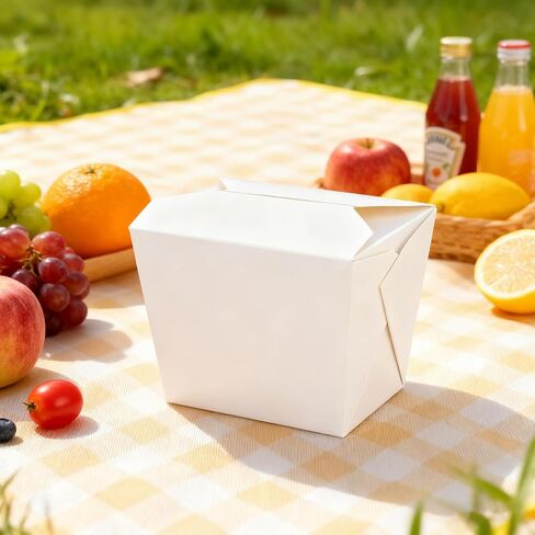 JAPCHET 50 Pack 32 Oz Chinese Take Out Boxes, Paper To Go Containers, Paper Food Box Container for Leftovers, Meal Prep, Restaurants Packaging, White in Saudi Arabia