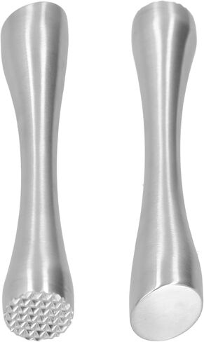 Stainless Steel Cocktail Muddler Bar Tool - 8 Inch Metal Drink Muddler for Mojito & Old Fashioned - Ergonomic Fruit Masher with Diamond Head for Bartender & Home Bar (Silver, Brushed Finish) in Saudi Arabia