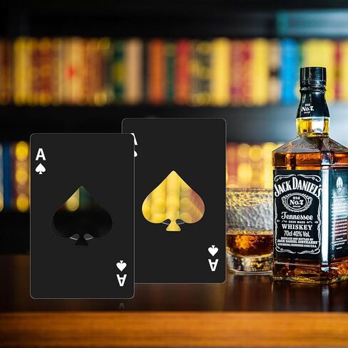 10 قطع من فتاحات الزجاجات من Ace of Spades، من الفولاذ المقاوم للصدأ المحمول لبطاقات الائتمان المعدنية وزجاجات البيرة يمكن أن تغطي فتحات جيب المحفظة، وفتاحات زجاجات بطاقات البوكر، وحفلات الزفاف وأعياد الميلاد - باللون الأسود in Saudi Arabia