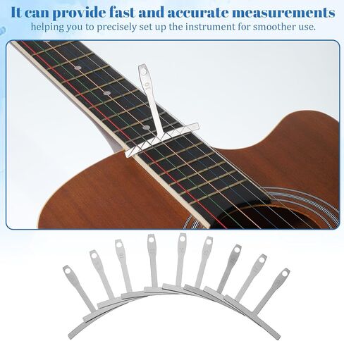 9 Pcs Guitar Understring Radius Gauge Guitar Luthier Tools Set Guitars String Height Gauge String Action Gauges Measuring Tool Guitars Setup Repair Kit in Saudi Arabia