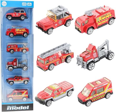 BenRich 6Pcs Mini Die Cast Car 1/64 Scale Construction Truck Vehicle Toy in Kuwait