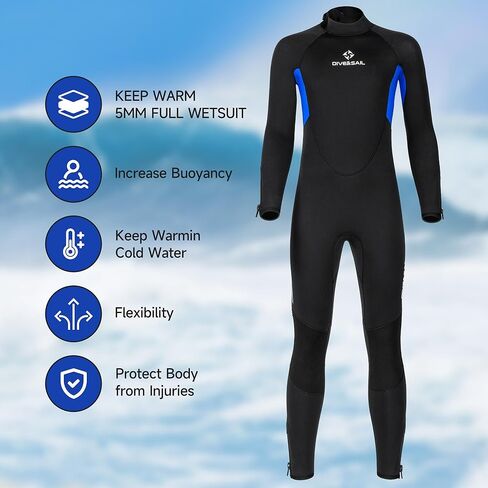 Wetsuit Full Wetsuit Womens Mens 5mm Neoprene Diving Wet Suit Back Zip Long Sleeve Keep Warm for Diving Scuba Surfing Snorkeling Water Sports in Saudi Arabia