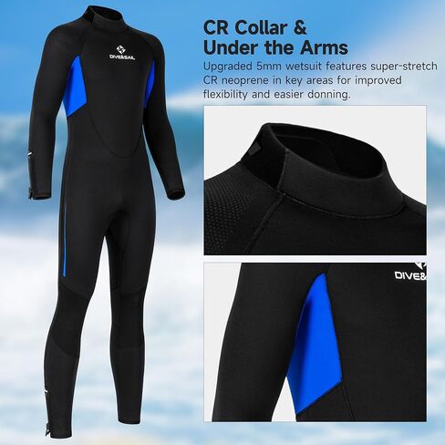 Wetsuit Full Wetsuit Womens Mens 5mm Neoprene Diving Wet Suit Back Zip Long Sleeve Keep Warm for Diving Scuba Surfing Snorkeling Water Sports in Saudi Arabia