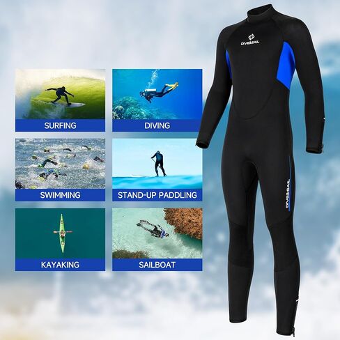 Wetsuit Full Wetsuit Womens Mens 5mm Neoprene Diving Wet Suit Back Zip Long Sleeve Keep Warm for Diving Scuba Surfing Snorkeling Water Sports in Saudi Arabia