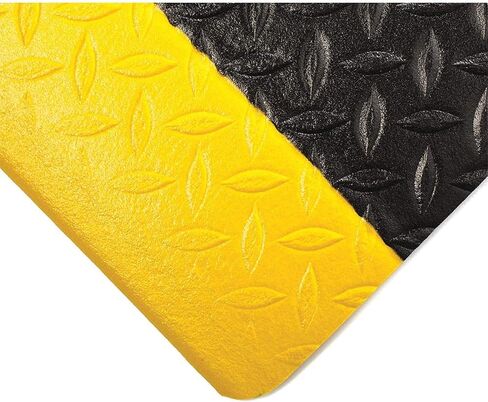 بساط محطة العمل Wearwell Diamond-Plate Tuf Sponge المضاد للتعب - أسود/أصفر. 3 بوصة عرض × 5 بوصة طول × 1/2 بوصة سمك. إسفنجة فينيل PVC. حواف مستديرة آمنة. التطبيقات الصناعية الخفيفة (452.12x3x5BYL) in Kuwait