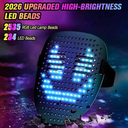 Ompusos Led Mask, Light Up Mask with Gesture Sensing, LED Lighted Face Transforming Halloween Mask, Costume Cosplay Party Masquerade. in Saudi Arabia