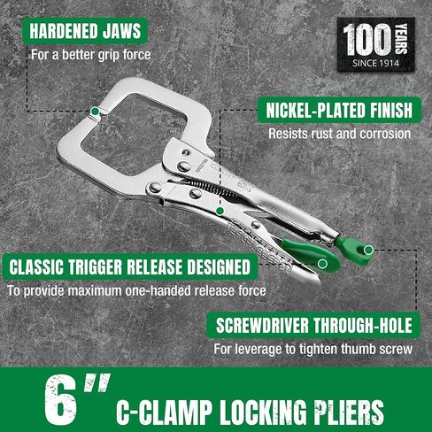 SK 6" C-Clamp Locking Pliers with Regular Jaws, Premium CR-V Construction, Ergonomic Anti-slip Handle in Saudi Arabia
