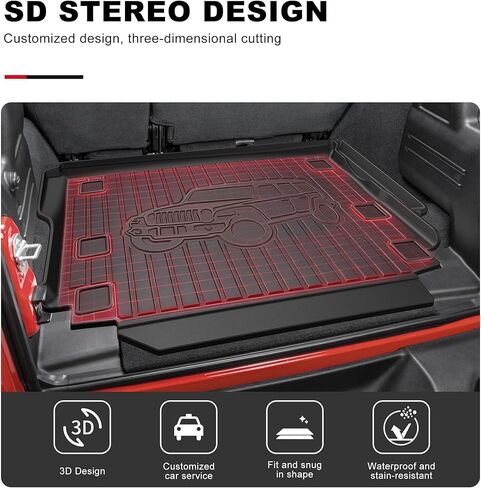 حصيرة البضائع ومسند الظهر مناسبة لـ 2018-2026 Jeep Wrangler JL Sahara Rubicon 4X4، حصيرة صندوق السيارة المناسبة لجميع الأحوال الجوية، ملحقات رانجلر متينة مقاومة للماء - (ليست لـ 4XE/JK/Not 2-Door) in Saudi Arabia