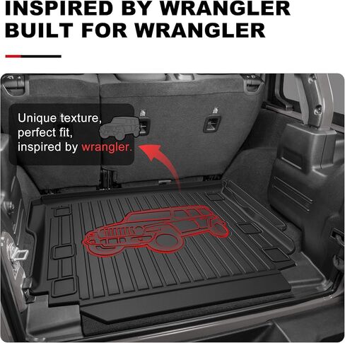 حصيرة البضائع ومسند الظهر مناسبة لـ 2018-2026 Jeep Wrangler JL Sahara Rubicon 4X4، حصيرة صندوق السيارة المناسبة لجميع الأحوال الجوية، ملحقات رانجلر متينة مقاومة للماء - (ليست لـ 4XE/JK/Not 2-Door) in Saudi Arabia
