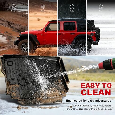حصيرة البضائع ومسند الظهر مناسبة لـ 2018-2026 Jeep Wrangler JL Sahara Rubicon 4X4، حصيرة صندوق السيارة المناسبة لجميع الأحوال الجوية، ملحقات رانجلر متينة مقاومة للماء - (ليست لـ 4XE/JK/Not 2-Door) in Saudi Arabia