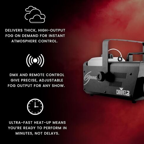 CHAUVET DJ Hurricane 1600 آلة ضباب مدمجة عالية الإخراج مع مؤقت وجهاز تحكم عن بعد وإيقاف تلقائي، أسود in Saudi Arabia