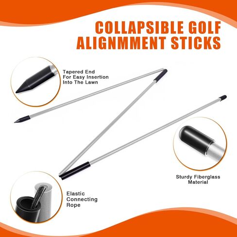 2 Pack Collapsible Golf Alignment Sticks & 1 Pack Golf Magnetic Alignment Rods, 40" Alignment Golf Stick Ideal for Aiming, Magnetic Swing Training Aid Accessories in Saudi Arabia