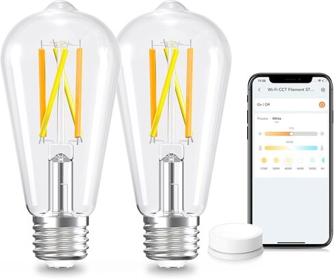 مصابيح Linkkind E26 Smart Edison، 2700K-6500K مصابيح WiFi Edison قابلة للضبط مع جهاز تحكم عن بعد، 8W 60W مكافئة لمصابيح الإضاءة ST19 (ST58) العتيقة 800lm، متوافقة مع Alexa وGoogle Home، 4 عبوات in Kuwait