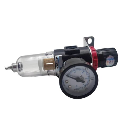 AFR2000 G1/4 Pneumatic Air Filter Regulator with Pressure Gauge/Flow Control Valve/Air Compressor Drain/Speed Controller(AFR2000 ADD BAO10MM,Copper Filter) in Kuwait