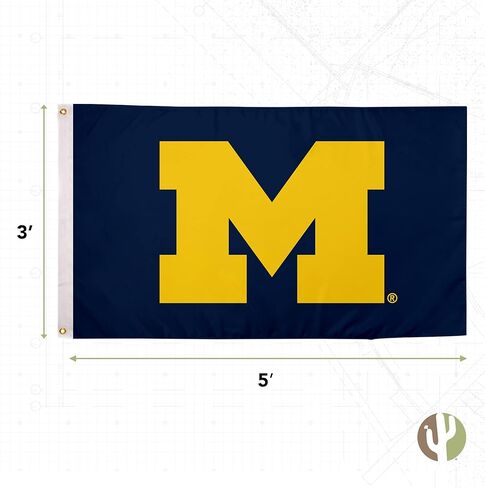 لافتات ديزرت كاكتوس جامعة ميشيغان علم ولفيرين مزدوج الجوانب UM U of M 100% بوليستر داخلي خارجي 3x5 أقدام (مزدوج الجوانب - علم 1) in Saudi Arabia