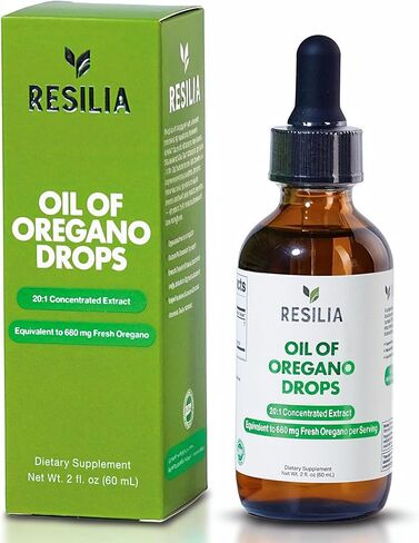 Resilia Organic Oregano Oil Drops with Black Seed Oil – Liquid Oregano Blend with Olive & Basil Oils – Herbal Antioxidant Formula – Non-GMO, Easy-to-Use Drops 60ml in Saudi Arabia