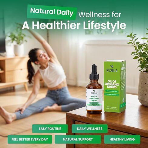 Resilia Organic Oregano Oil Drops with Black Seed Oil – Liquid Oregano Blend with Olive & Basil Oils – Herbal Antioxidant Formula – Non-GMO, Easy-to-Use Drops 60ml in Saudi Arabia