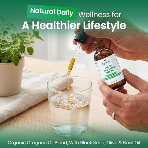 Resilia Organic Oregano Oil Drops with Black Seed Oil – Liquid Oregano Blend with Olive & Basil Oils – Herbal Antioxidant Formula – Non-GMO, Easy-to-Use Drops 60ml in Saudi Arabia