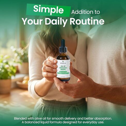 Resilia Organic Oregano Oil Drops with Black Seed Oil – Liquid Oregano Blend with Olive & Basil Oils – Herbal Antioxidant Formula – Non-GMO, Easy-to-Use Drops 60ml in Saudi Arabia