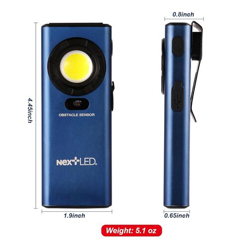 NextLED NT-6685 Pro LED Rechargeable Work Light, 1200 Lumen HVAC Flashlight w/Obstacle Sensor, Magnetic Work Light w/Hanging Hook, IPX7 Waterproof, Aluminum Case, for Job Site, Car Repair, Emergency in Saudi Arabia