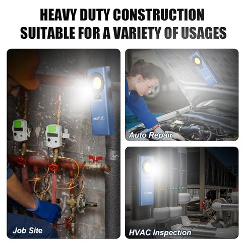 NextLED NT-6685 Pro LED Rechargeable Work Light, 1200 Lumen HVAC Flashlight w/Obstacle Sensor, Magnetic Work Light w/Hanging Hook, IPX7 Waterproof, Aluminum Case, for Job Site, Car Repair, Emergency in Saudi Arabia
