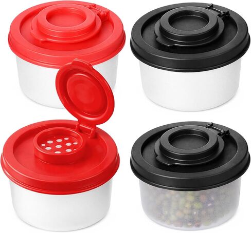 4 PCS Travel Salt and Pepper Shakers Mini, Moisture Proof Mini Salt and Pepper Shakers, Small Salt Shaker with Lid to Go Camping Picnic Outdoors Kitchen Lunch Boxes Travel Spice(2 Red, 2 Black) in Saudi Arabia