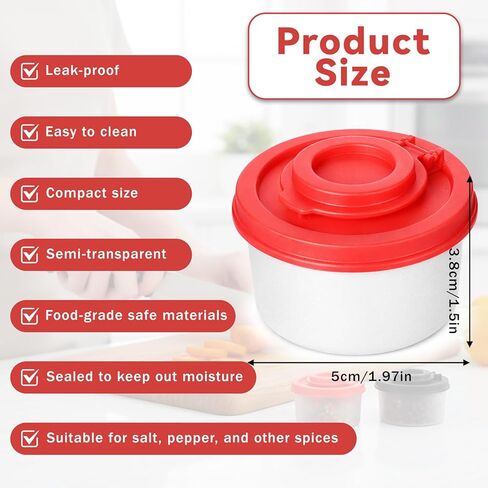 4 PCS Travel Salt and Pepper Shakers Mini, Moisture Proof Mini Salt and Pepper Shakers, Small Salt Shaker with Lid to Go Camping Picnic Outdoors Kitchen Lunch Boxes Travel Spice(2 Red, 2 Black) in Saudi Arabia