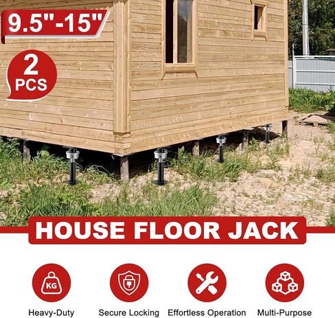 Screw Jacks Post Home Leveling, 9.5-15" House Floor Jacks, Foundation Floor Jack for Crawl Space, 22,046 lbs Load Capacity, 2 PCS Black in Saudi Arabia