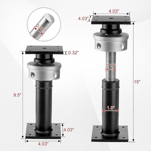 Screw Jacks Post Home Leveling, 9.5-15" House Floor Jacks, Foundation Floor Jack for Crawl Space, 22,046 lbs Load Capacity, 2 PCS Black in Saudi Arabia