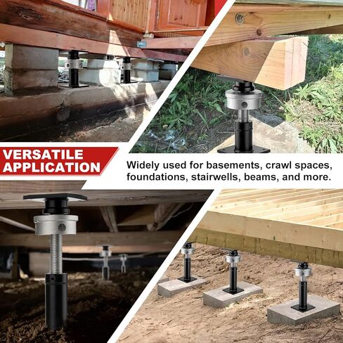Screw Jacks Post Home Leveling, 9.5-15" House Floor Jacks, Foundation Floor Jack for Crawl Space, 22,046 lbs Load Capacity, 2 PCS Black in Saudi Arabia