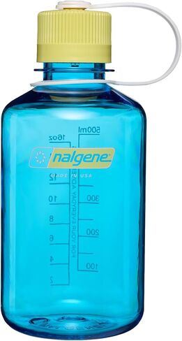 Nalgene 16 oz Narrow Mouth Water Bottle | Slim Cup Holder Size, BPA-Free, Durable Leak Proof Travel Bottle – Thrill & Motion, Blue Atoll w/Endive in Saudi Arabia