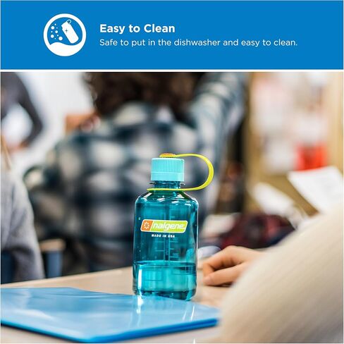 Nalgene 16 oz Narrow Mouth Water Bottle | Slim Cup Holder Size, BPA-Free, Durable Leak Proof Travel Bottle – Thrill & Motion, Blue Atoll w/Endive in Saudi Arabia