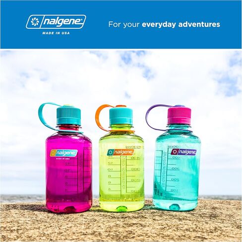 Nalgene 16 oz Narrow Mouth Water Bottle | Slim Cup Holder Size, BPA-Free, Durable Leak Proof Travel Bottle – Thrill & Motion, Blue Atoll w/Endive in Saudi Arabia