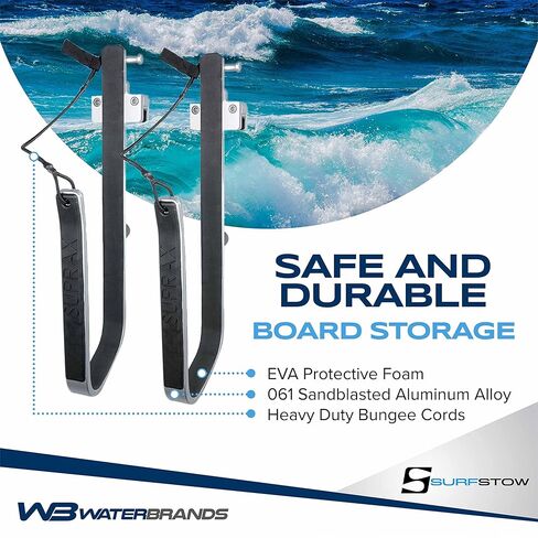 SurfStow SUPRax 50053 مربع السكك الحديدية عائم قارب جبل لوحة واحدة | رف لوح التجديف واقفًا | تخزين لوحة SUP | اكسسوارات القوارب العائمة | معدني | 26 × 11 × 4 بوصة in Kuwait