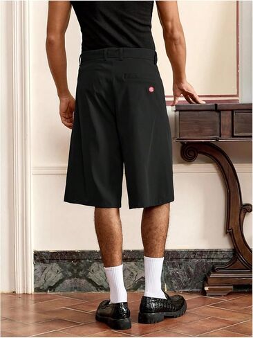 OYOANGLE Men's Pleated Dress Shorts Zipper Fly Loose Wide Leg Bermuda Shorts with Pockets in Saudi Arabia