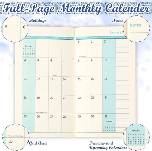Ctosree 6 Pcs Pocket Calendar 2026-2027 for Purse New Year Boho Gifts Small Purse Calendar Gifts Boho Monthly Pocket Handheld Planner Inspirational Planners for Organizing Women 24 Months in Saudi Arabia