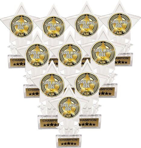 Express Medals 10 Pack Acrylic Spelling Bee Trophies Champion Awards Gift Prizes Trophy 10 PK EG200 in Saudi Arabia