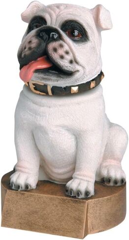 جائزة Decade Awards Bulldog Bobblehead Mascot Trophy، باللون الأبيض - بطول 15.24 سم | جائزة البلدغ المحفورة - قم بالتخصيص الآن in Kuwait