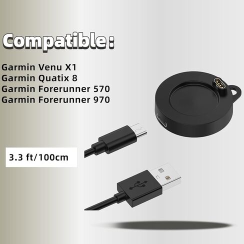 شاحن عالمي من النوع C لـ Garmin Approach S10 S12 S40 S42 S44 S50 S60 S62 S70، Instinct 3 2، Venu X1 3 3s 2 2s Sq، مع قاعدة توصيل in Kuwait