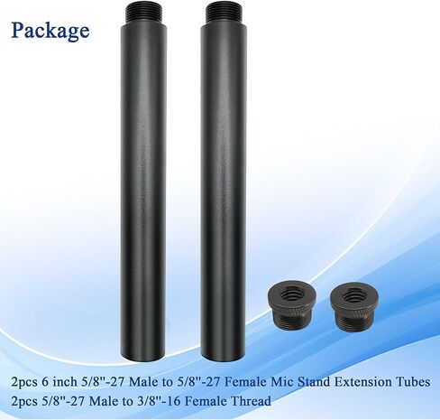 Mic Stand Extension Tube with 3/8" to 5/8" Microphone Extension Pipe Adapter for Mic Booms,Arm Stand 2 Pack in Saudi Arabia